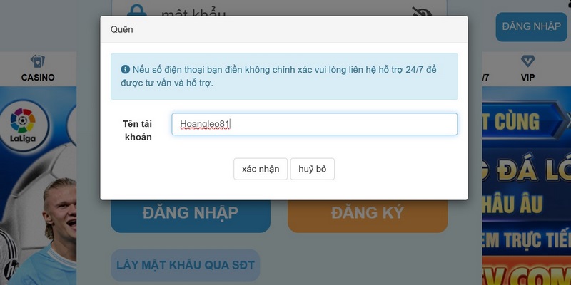 Quên mật khẩu đăng nhập là trường hợp phổ biến